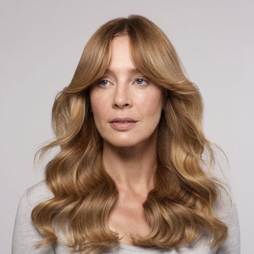 A woman with curtain bangs